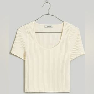 Madewell Ottoman Crop Tee Bright Ivory White 2X